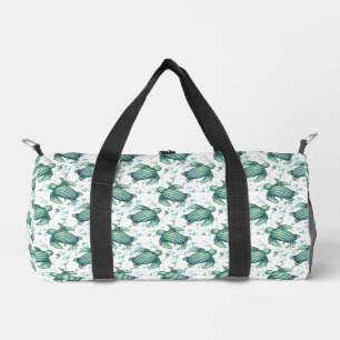waterverf zeeschildpad groen blauw patroon dier plunjezak