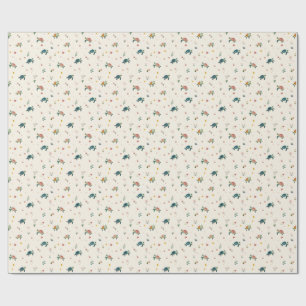 Waterverf Zeeschildpad Patroon Mooie Kust Bloemen Cadeaupapier