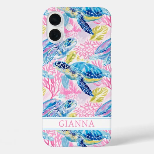 Waterverf Zeeschildpadden Monogram Case-Mate iPhone Case (Achterkant)