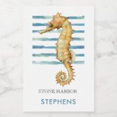 Waterverf zeesoortstrand kust voedselcontainer etiket (Enkel label)