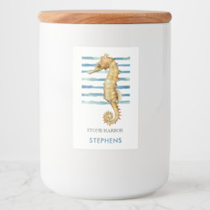 Waterverf zeesoortstrand kust voedselcontainer etiket