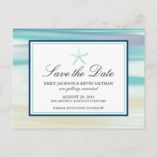 Waterverf zeester Bewaar de datum Aankondigingskaart (Voorkant)