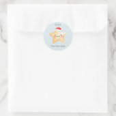 Waterverf zeester kerstman ronde sticker (Tas)