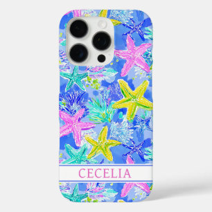 Waterverf Zeester Monogram iPhone 16 Pro Hoesje