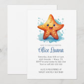 Waterverf Zeester Onder het Zee Baby shower Kaart (Voorkant / Achterkant)