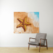 Waterverf zeester op het strand wandkleed (In Situ (horizontaal))