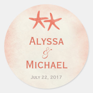 Waterverf zeesterren gunst Sticker/envelop afdicht Ronde Sticker