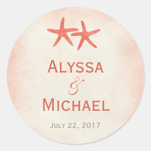 Waterverf zeesterren gunst Sticker/envelop afdicht Ronde Sticker (Voorkant)