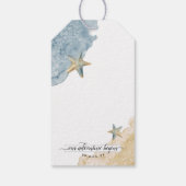 Waterverf zeesterren strand kust bruiloft gunst cadeaulabel (Achterkant)