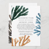 Waterverf zeewier gereduceerde bruiloft gasten lij aankondiging (Voorkant / Achterkant)