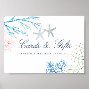 Waterverf Zeewier Strand Kaarten en Cadeaus Bord Poster
