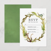 Waterverf Zeewier Strand Thema Trouwen RSVP Kaartje (Voorkant / Achterkant)