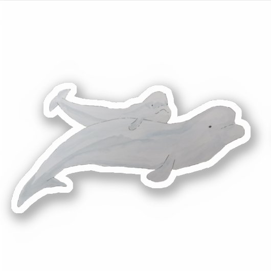 Waterverf zeezoogdier moeder Baby beluga walvis Sticker (Voorkant)