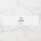 Waterverf Zeilboot Beach House Waterfles Etiket (Enkel label)