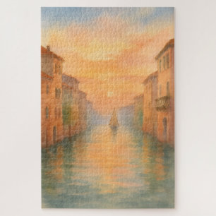 Waterverf zeilboot Dreamy Sunset Venetian Canal Legpuzzel