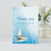Waterverf zeilboot foto Dank u Bedankkaart (Staand voorkant)