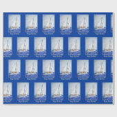 Waterverf Zeilboot met blauw Lijst Cadeaupapier (Vlak)