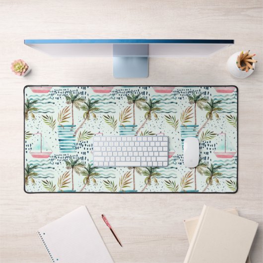 Waterverf Zeilboot met Palm Tree Pattern 2 Bureaumat (Kantoor 1)