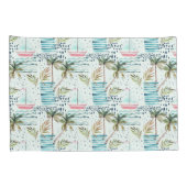 Waterverf Zeilboot met palmboompatroon Kussensloop (Achterkant-Rechts)