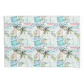 Waterverf Zeilboot met palmboompatroon Kussensloop (Voorkant-Links)