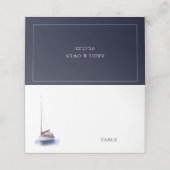 Waterverf Zeilboot Navy Blue Wedding (Buitenkant ongevouwen)