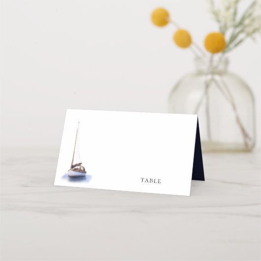 Waterverf Zeilboot Navy Blue Wedding (Voorkant)