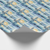 Waterverf zeilboot op een meer bij zonsondergang cadeaupapier (Hoek)