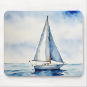 Waterverf zeilboot op zee muismat (Voorkant)