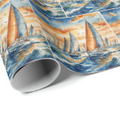 Waterverf zeilboot regatta cadeaupapier (Rol Hoek)