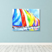 Waterverf zeilboot regatta canvas afdruk (Insitu (Houten vloer))
