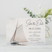 Waterverf Zeilboot Save the Date (Staand voorkant)