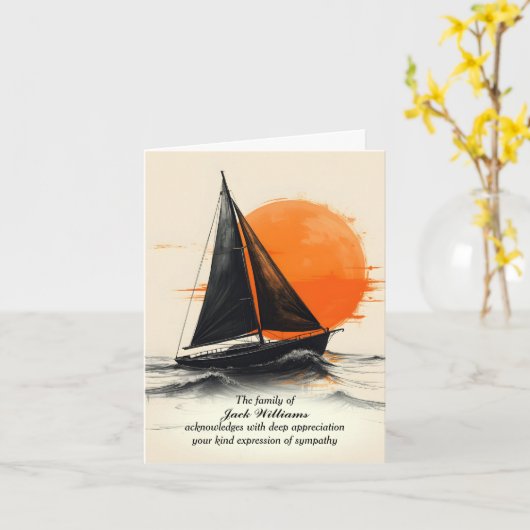 Waterverf zeilboot voor sympathie Dank u Kaart (Gele Bloem)
