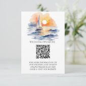 Waterverf zeilboot zonsondergang zeegezicht bruilo informatiekaartje (Staand voorkant)