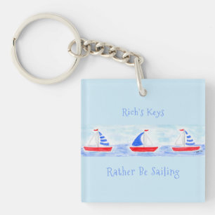Waterverf zeilboten Liever Worden Sailing Keyring Sleutelhanger