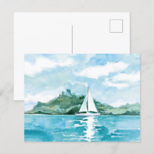 Waterverf Zeilen Natuur Landschap Briefkaart