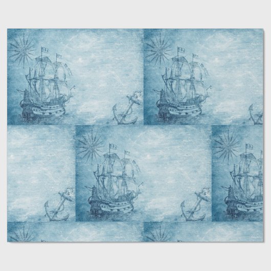 Waterverf zeilschip cadeaupapier (Vlak)