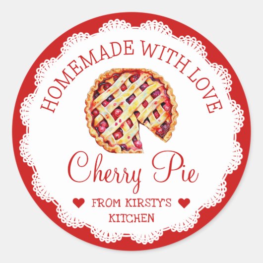 Waterverf Zelfgemaakt Cherry Pie Label (Voorkant)