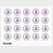 Waterverf Zelfgemaakte Gingham Lavender Cake Label (Vel)
