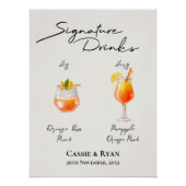 Waterverf Zijn Hers Handtekening Drink Trouwteken Perfect Poster (Voorkant)