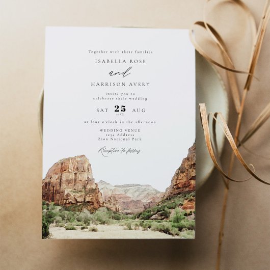 Waterverf Zion National Park Wedding Kaart