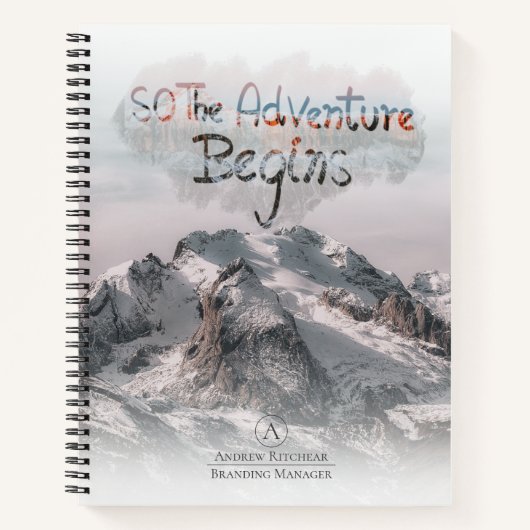 Waterverf zodat begint het avontuur douanetekst notitieboek (Voorkant)