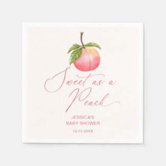 Waterverf Zoet als een perzik Baby shower Servet