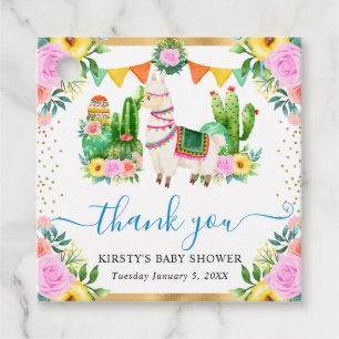 Waterverf Zomer Bloemige Lama Baby Shower Bedankjes Labels