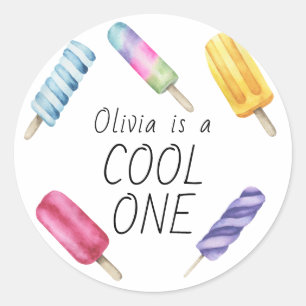 Waterverf Zomer Ijslolly Ijsje Verjaardag Ronde Sticker