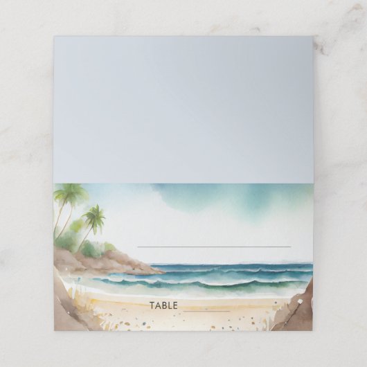 Waterverf Zomer Ocean Beach Bestemming Bruiloft (Buitenkant ongevouwen)