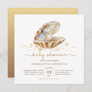 Waterverf Zomer Ocean Little Pearl Baby shower Kaart