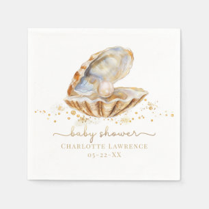 Waterverf Zomer Ocean Little Pearl Baby shower Servet