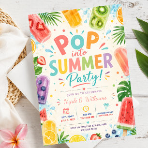 waterverf Zomer Popsicle Feest Zwembad Tropisch Kaart