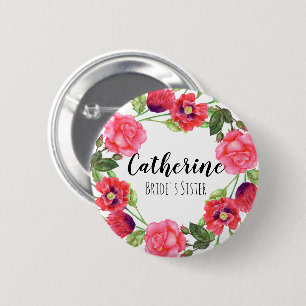 Waterverf zomerbloemen cirkelvormig ontwerp ronde button 5,7 cm