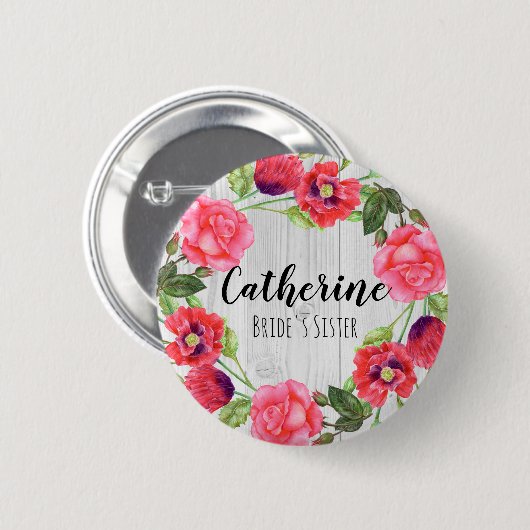 Waterverf zomerbloemen cirkelvormig ontwerp ronde button 5,7 cm (Voorkant /achterkant)